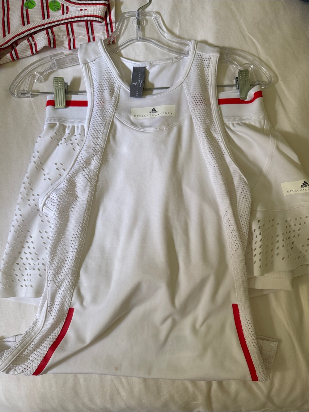 Stella McCartney White Athletic Tank with Red Accent Trim